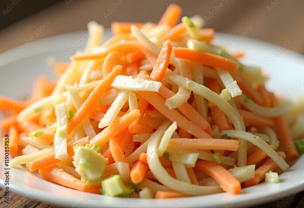 Fresh coleslow salad in bowl on rustic wooden table. Selective focus.
Fresh coleslow salad in bowl on rustic wooden table. Selective focus.