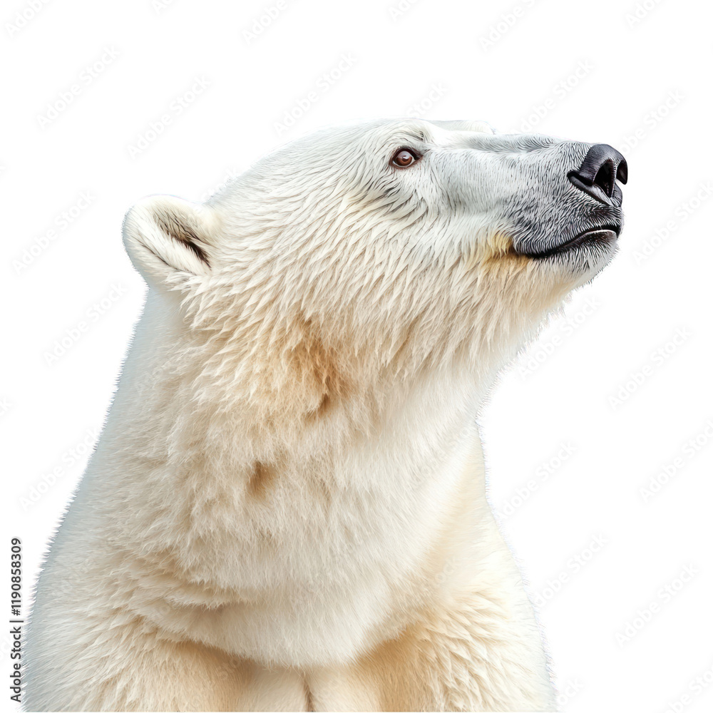Portrait of polar bear side view isolated on transparent background Portrait of polar bear side view isolated on transparent background