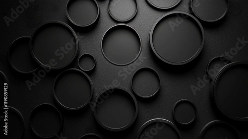 Monochromatic circles with thin outlines and filled circles, creating a modern, minimal look on a black background.