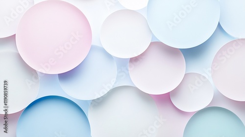 Overlapping soft pastel circles on a white background with subtle shadows for a 3D effect.