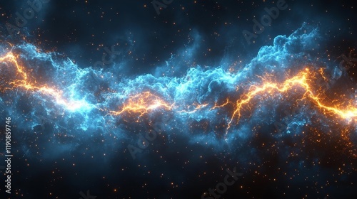 Electrifying Lightning Bolt with Icy Blue Plasma Effect. Generative AI photo