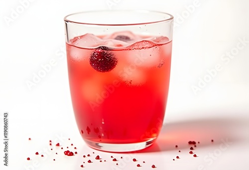 Wallpaper Mural Summer sweet cherry drink with a splash of falling ice on a white wooden background.
 Torontodigital.ca