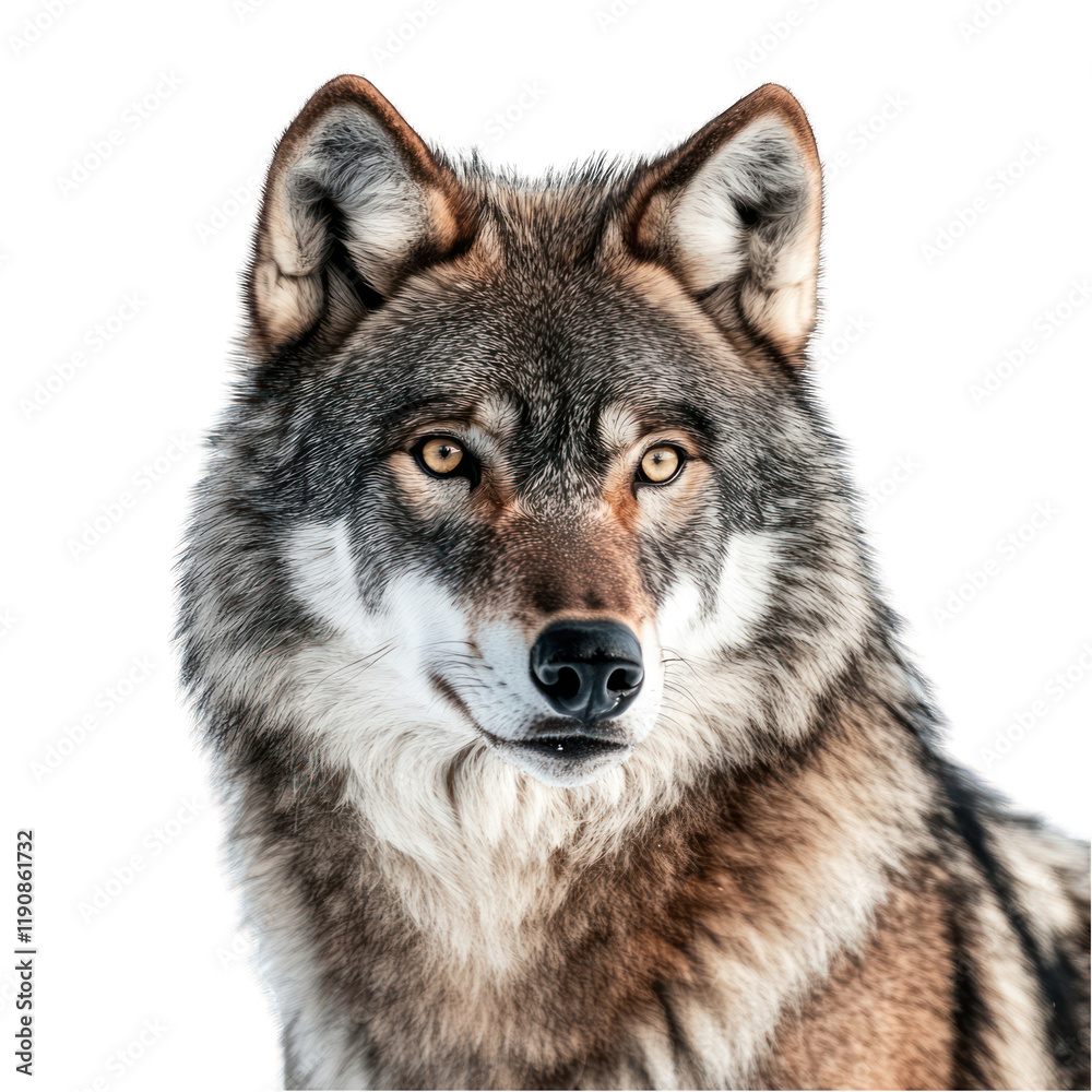 Obraz premium Portrait of Scary wolf isolated on transparent background
