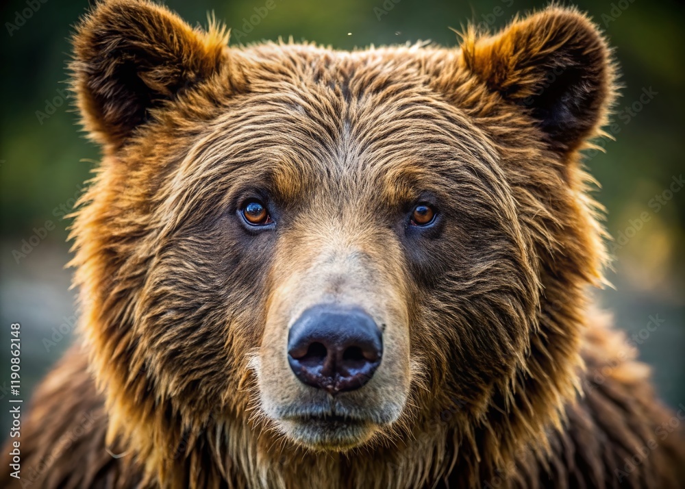 Majestic Grizzly Bear Close-up: Powerful Wilderness Portrait, Aerial View