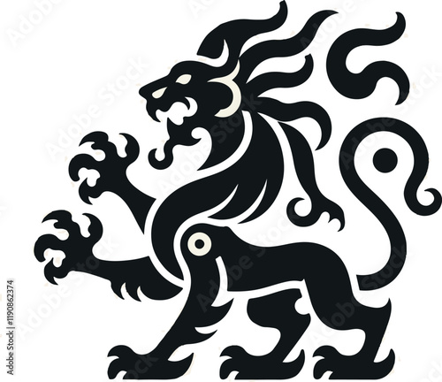 vintage classic mythological animal symbol logo icon silhouette sketch with traditional ethnic