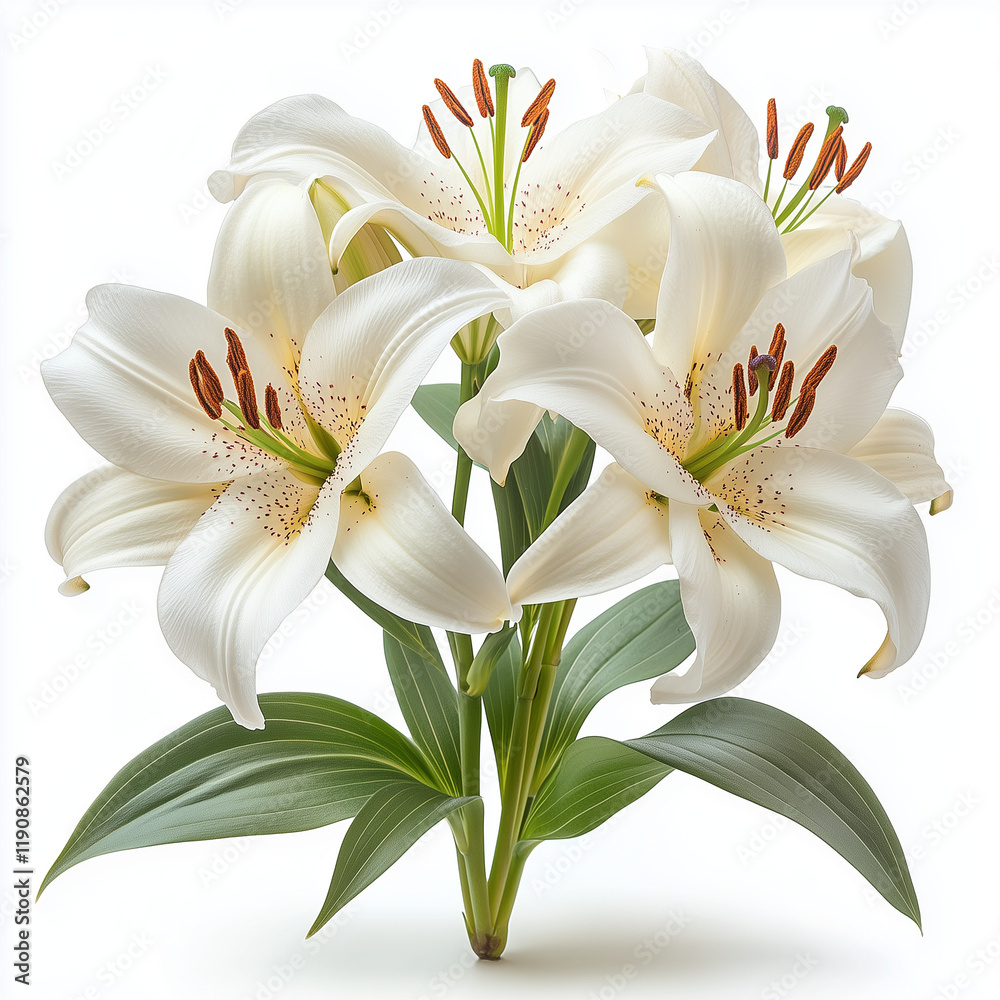 Fototapeta premium White lilies bouquet in natural lighting