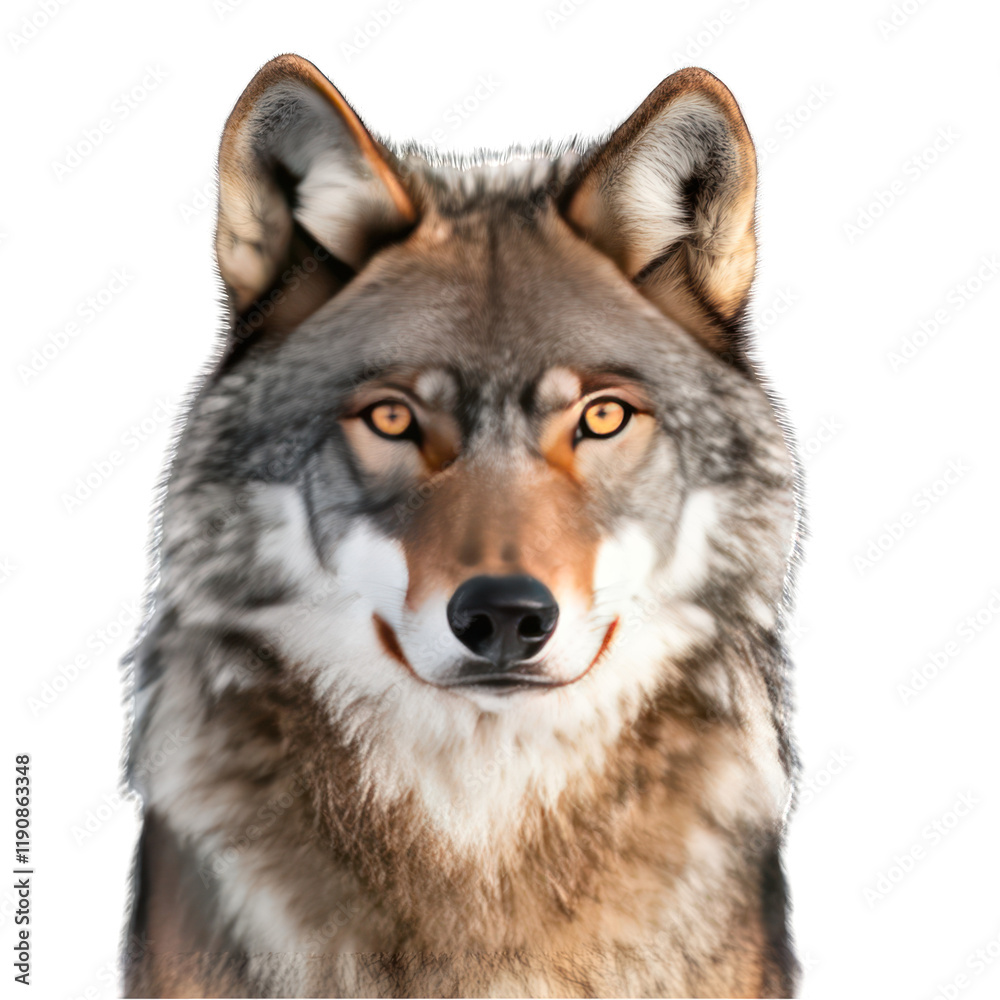 Fototapeta premium Portrait of Scary wolf isolated on transparent background