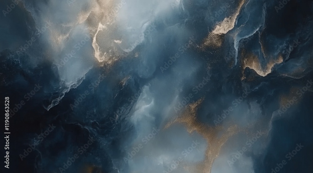 Fototapeta premium Abstract Dark Blue and Gold Background with Fluid Texture and Depth