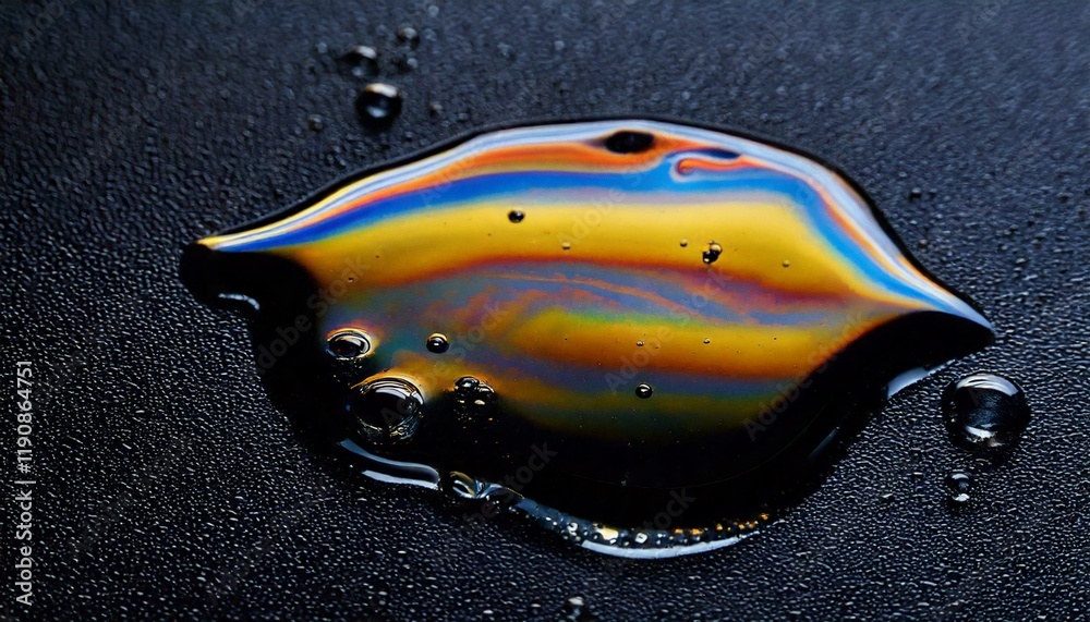 black oil puddle with rainbow effect