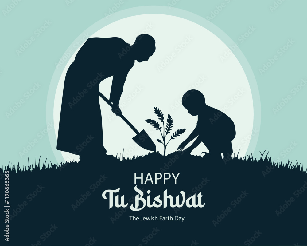 Obraz premium vector tu bishvat background, banner, poster, card template design.