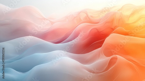 Minimalist Gradient with Soft Waves. Generative AI photo