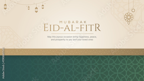 Ramadan Kareem Eid Mubarak Greeting Card Background Design Template with Place for Text	