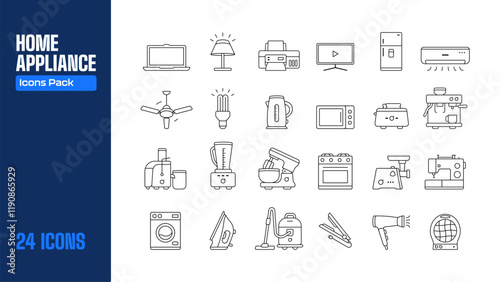 Home Appliances Illustrations Set, Icons Collection