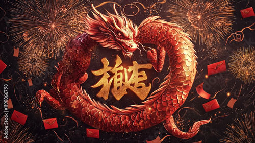 A festive billboard design for Chinese New Year featuring a maje photo