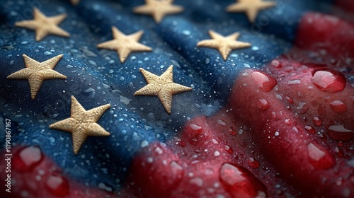 Close-Up of American Flag with Detailed Stitching. Generative AI photo