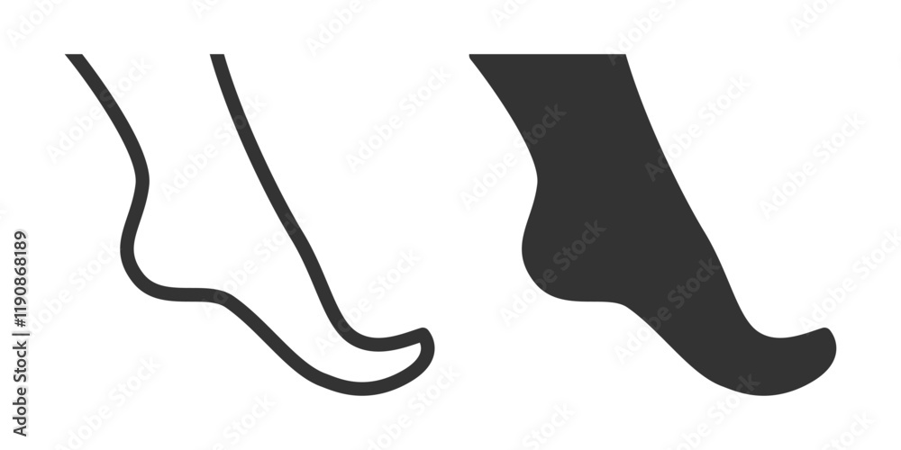Minimalist human foot icon in black and white, vector illustration. Minimalist human foot icon in black and white, vector illustration.