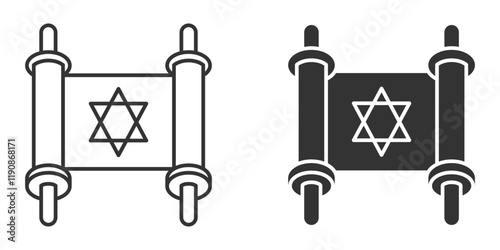 Torah scroll icon with Star of David, vector illustration.