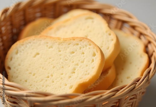 Fresh bread in a basket for a healthy breakfast or snack photo