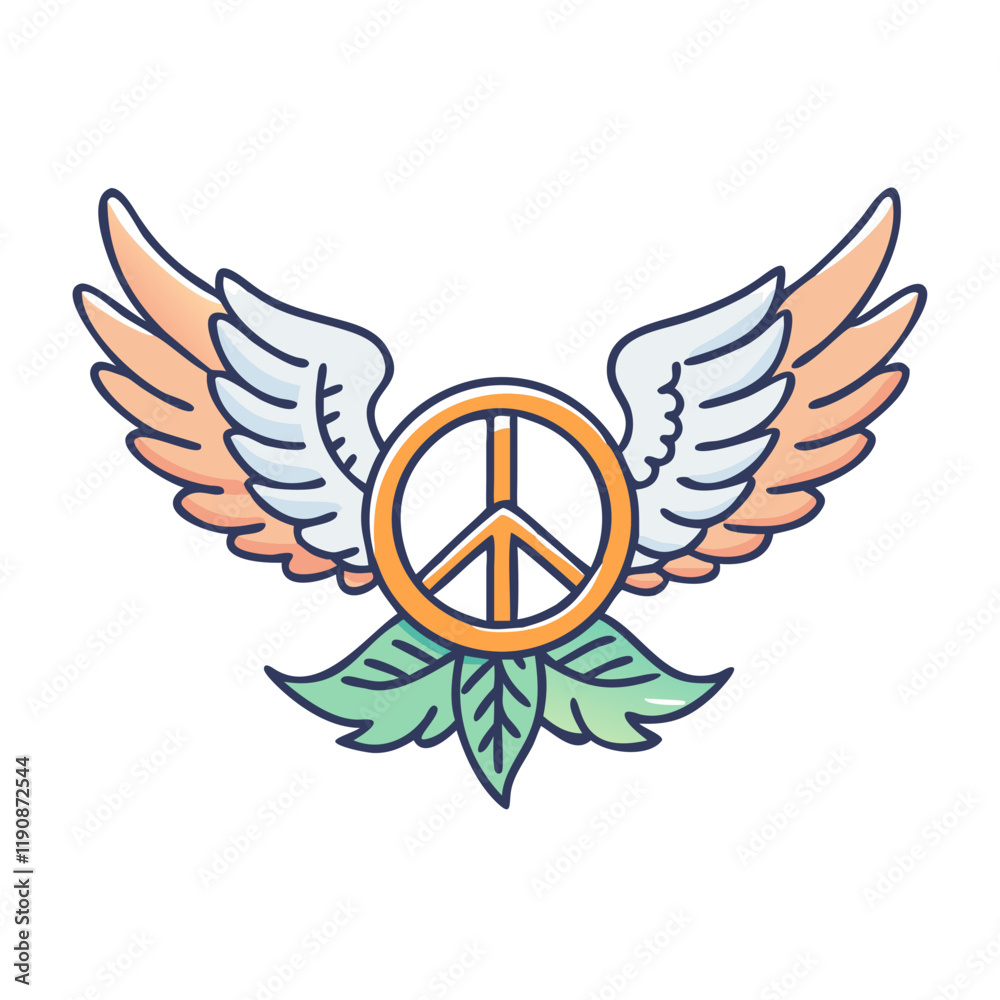 Obraz premium peace symbol with wings vector icon, peace symbol with wings vector illustration - simple illustration of peace symbol with wings, perfect for logos and icons