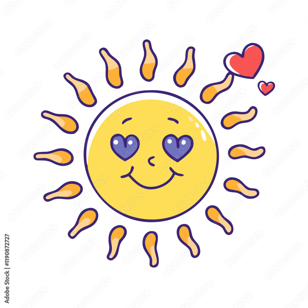 Obraz premium smiling sun with heart vector icon, smiling sun with heart vector illustration - simple illustration of smiling sun with heart, perfect for logos and icons