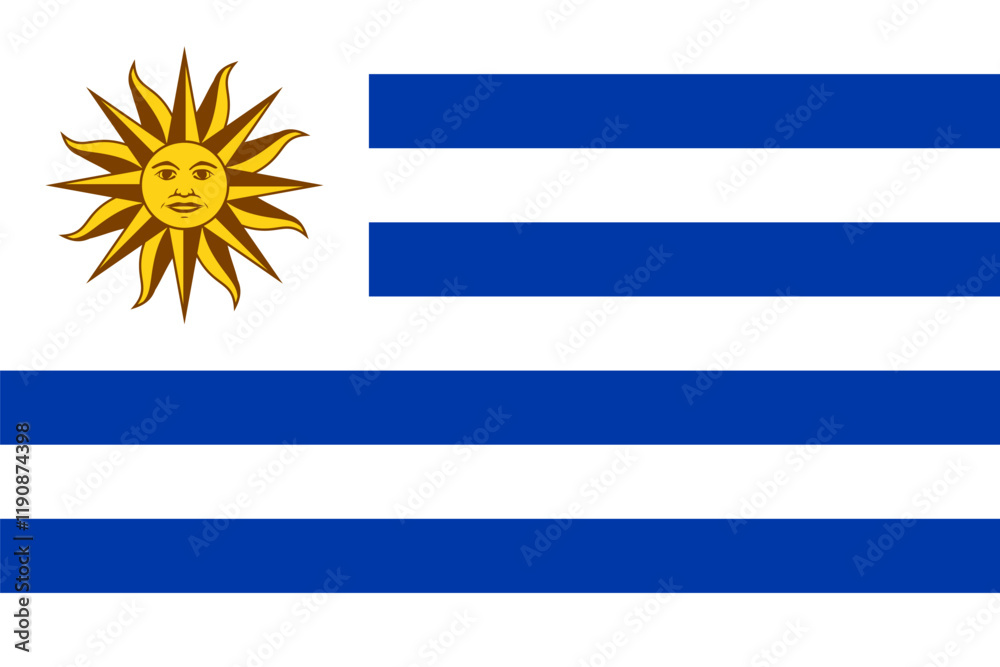 Fototapeta premium uruguay national simple flag, uruguayan state flag vector illustration