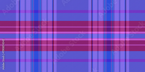 Multicultural textile plaid texture, grungy tartan pattern check. Setting fabric vector background seamless in purple and royal azure colors.