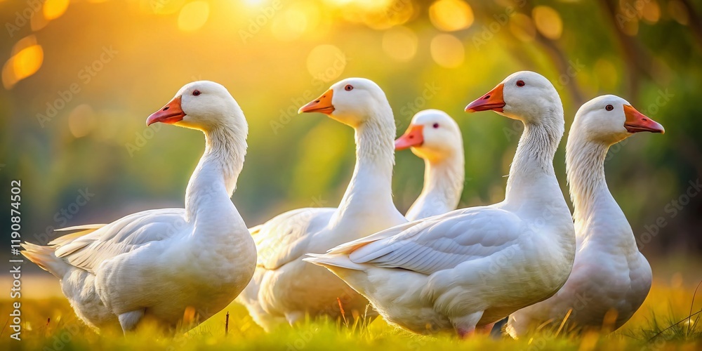 Majestic White Geese Flock, Rule of Thirds Composition - Wildlife Photography Majestic White Geese Flock, Rule of Thirds Composition - Wildlife Photography