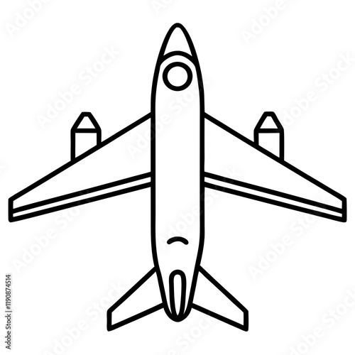  Passenger Airplane Line Art Vector Illustration