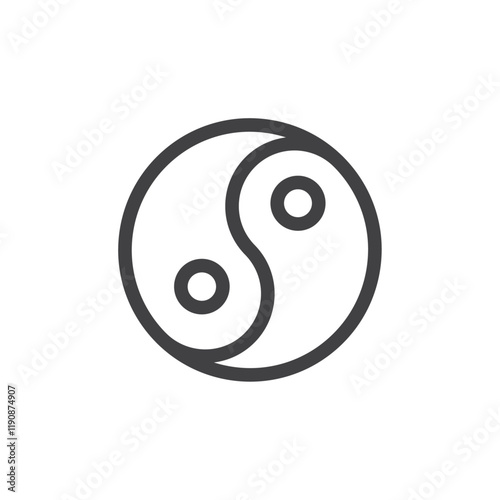 Yin Yang icon Simple outline vector logo