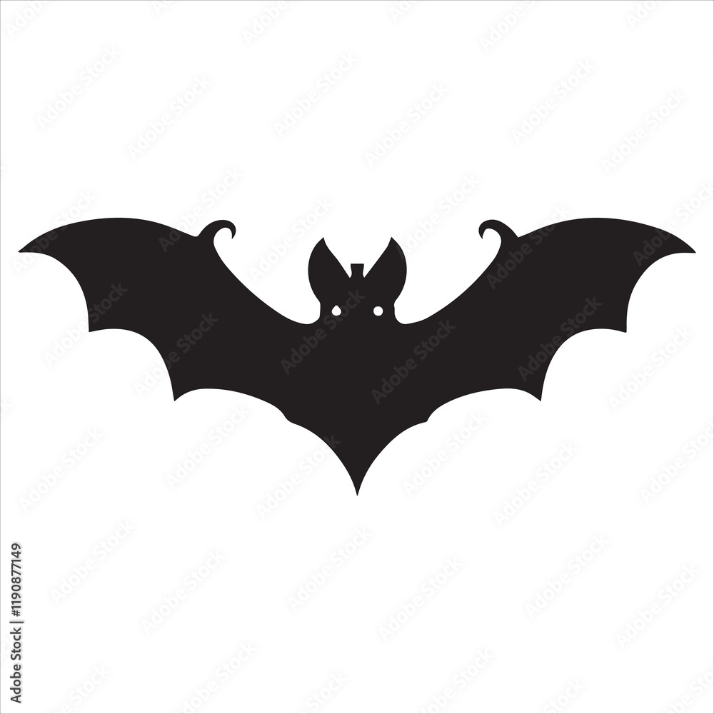 Fototapeta premium Simple Black Silhouette of a Bat Against a Light Gray Background