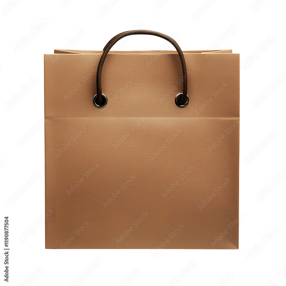 Blank brown paper bag with handles on white background for product display or mockup Blank brown paper bag with handles on white background for product display or mockup