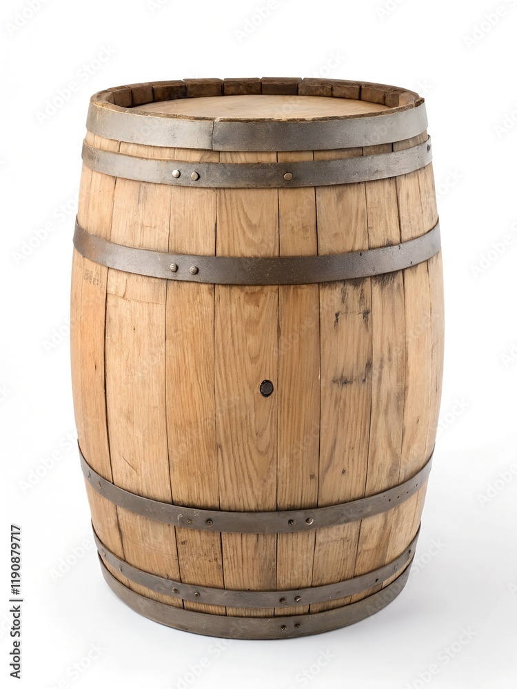 One traditional wooden barrel isolated on white
One traditional wooden barrel isolated on white