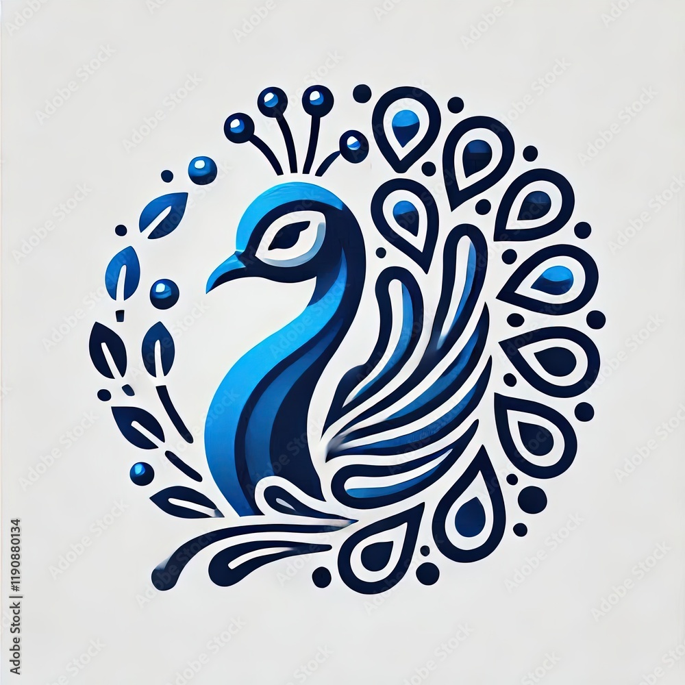 Obraz premium peacock logo illustration side view 74