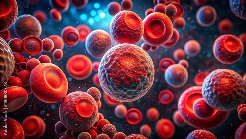 Microscopic View of Red Blood Cells: Generative AI Art of Human Biology