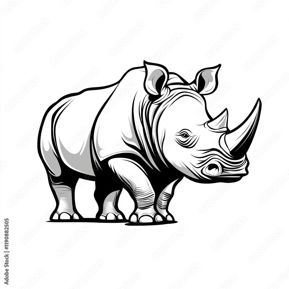 Fototapeta premium Rhinoceros on White Background