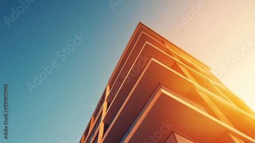 Wallpaper Mural Modern Architecture Golden Hour Sunlight on Contemporary Apartment Building Facade Torontodigital.ca