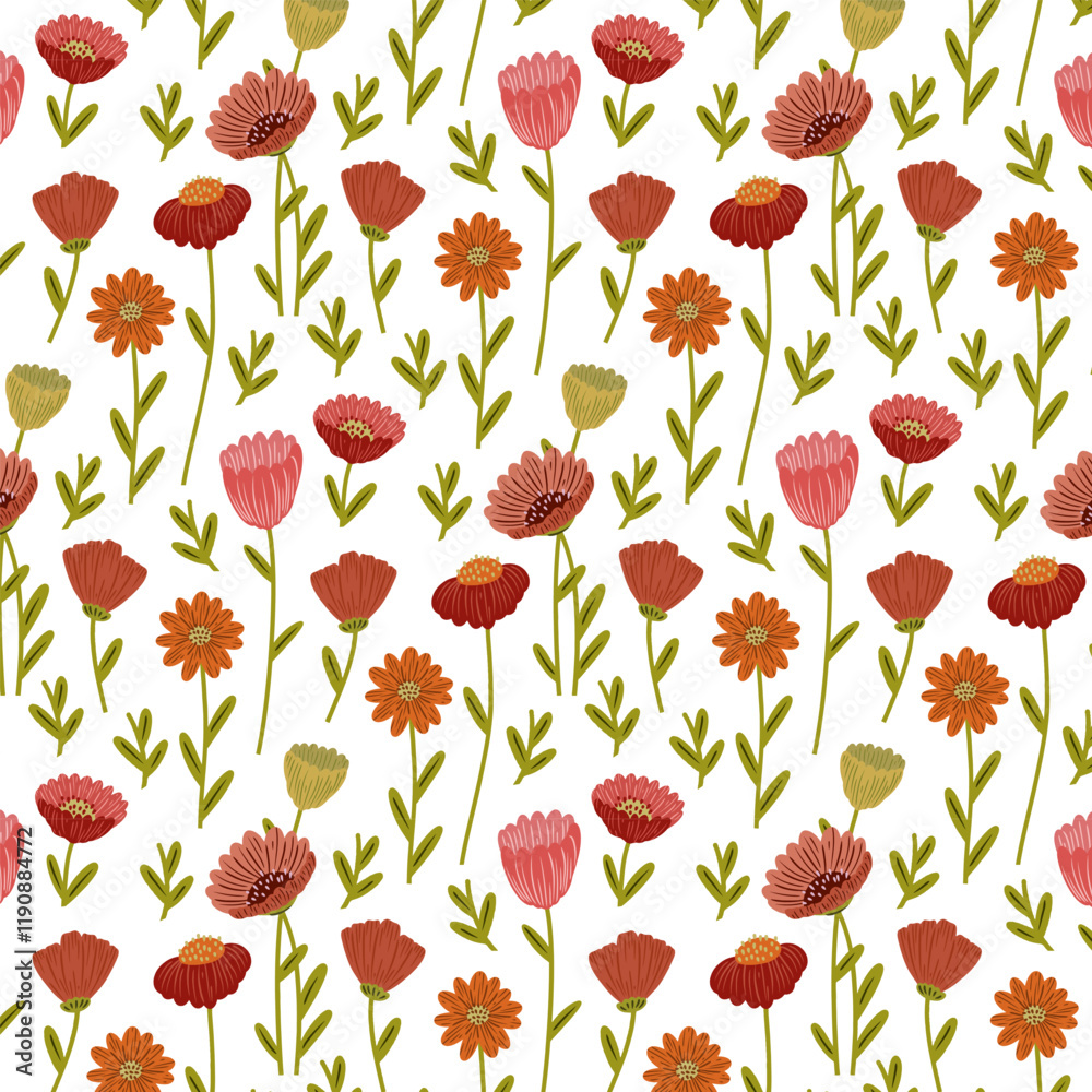 Obraz premium Spring Cosmos Flower Pattern – Vibrant and Playful Floral Illustration