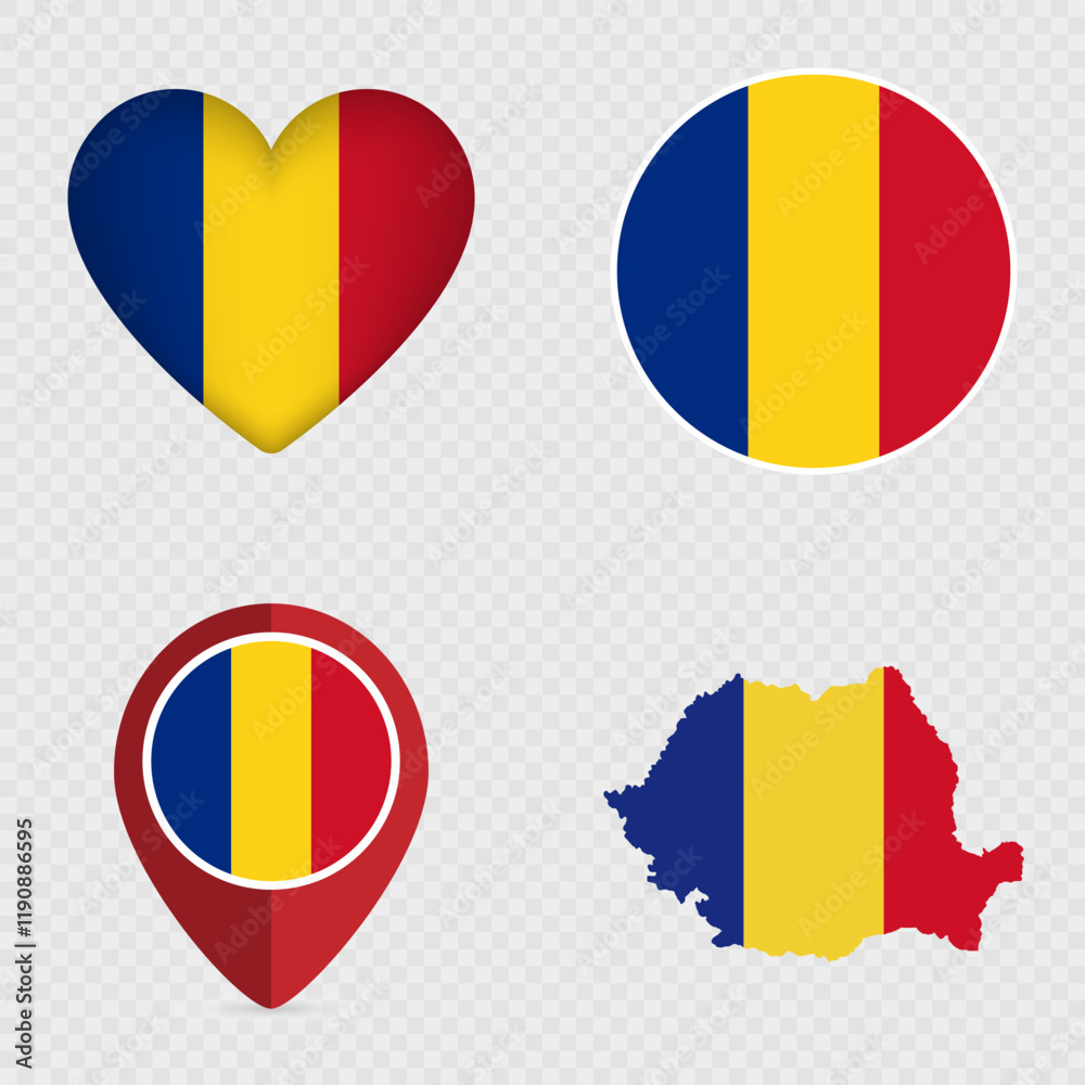 Fototapeta premium Romania Flag Icons Pack. Vector illustration.