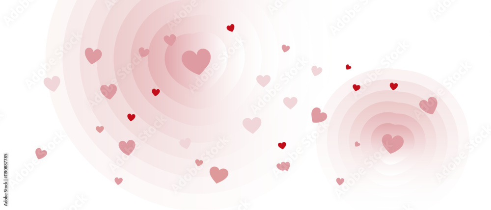 Valentine's Day banner. Love Valentine and Wedding vibes on floating hearts abstract white pink background Valentine's Day banner. Love Valentine and Wedding vibes on floating hearts abstract white pink background