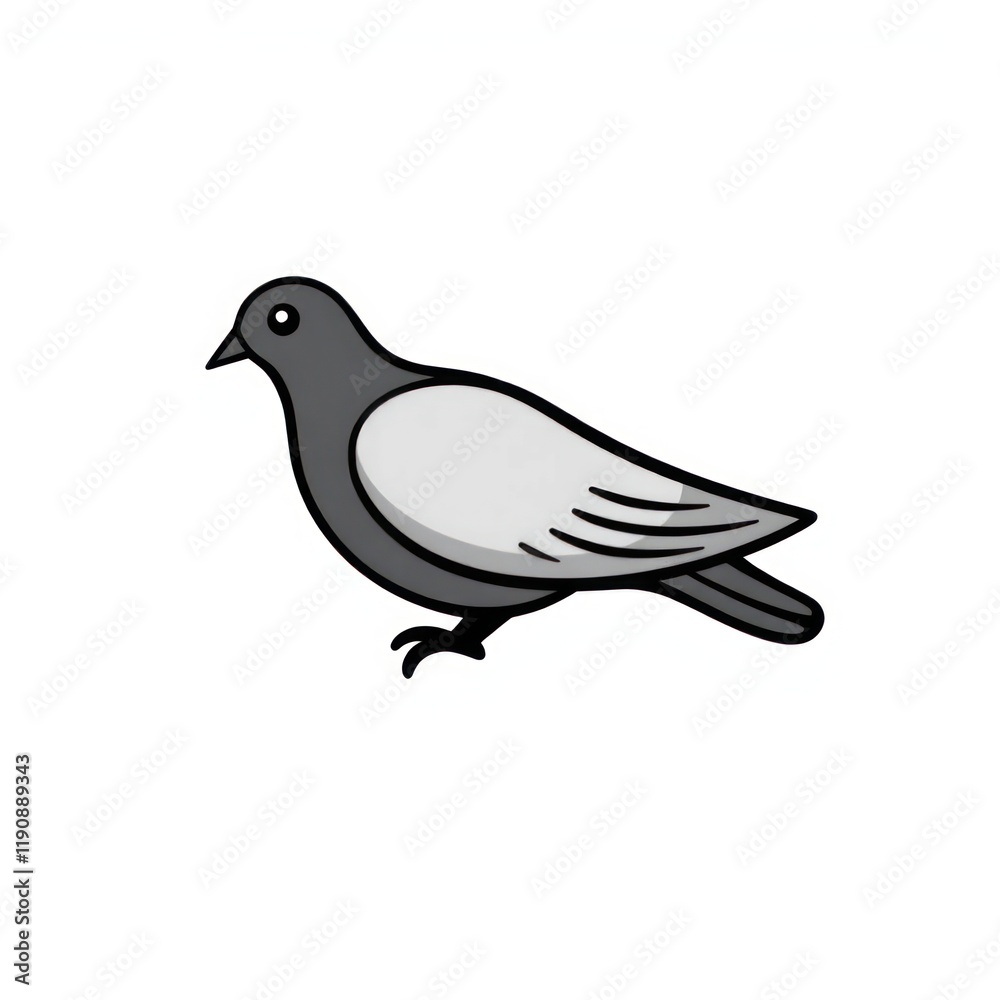 Fototapeta premium Stylized Pigeon Illustration in Black Icon on a White Background