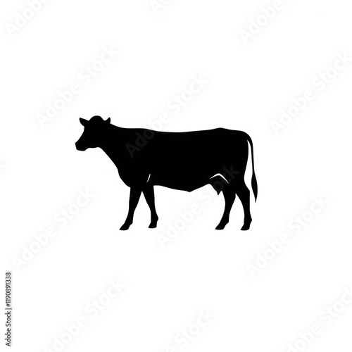 Black Icon of a Cow on a White Background