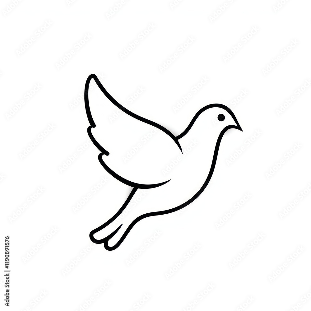 Detailed Illustration of a Dove in Flight with Wings Spread Wide on a White Background Detailed Illustration of a Dove in Flight with Wings Spread Wide on a White Background