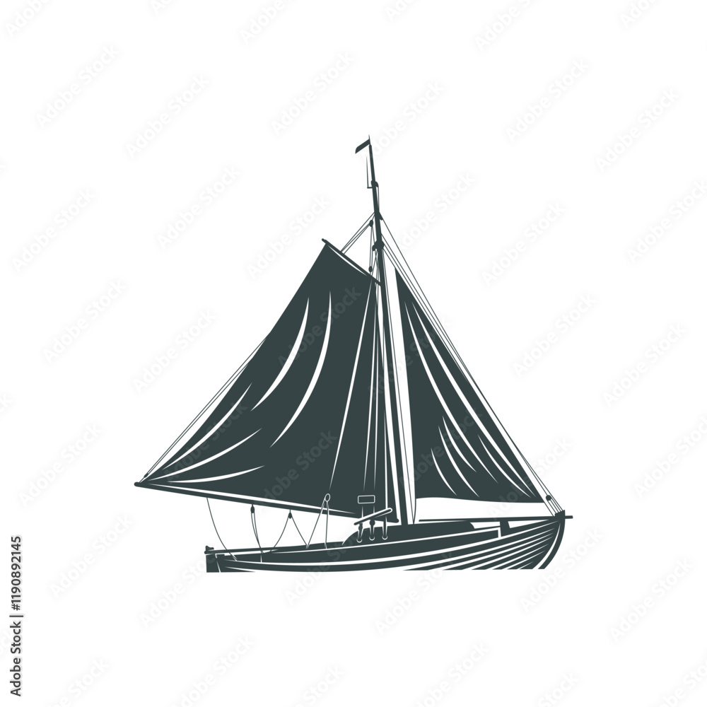 Sailing boat design vector illustration. Sailing boat Silhouette. Boat design template.