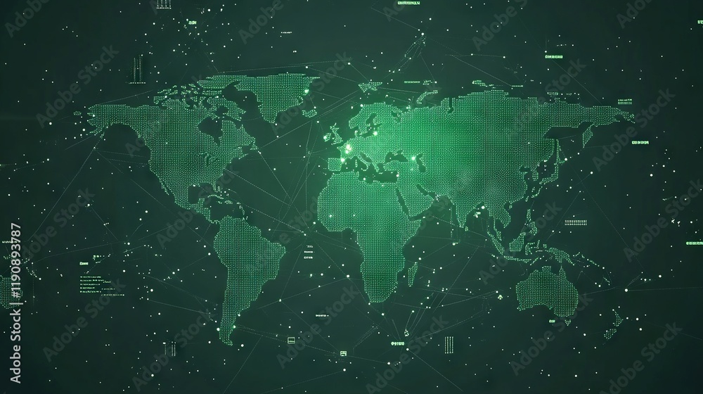Naklejka premium dotted earth map with technology