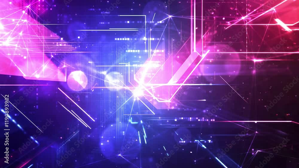 abstract pink geometric shape technology digital hi technology with dark blue background seamless looping overlay 4k virtual video animation background