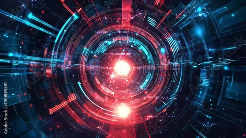 Wallpaper Mural digital technology world business virtual concept on dark background with blue and red light seamless looping overlay 4k virtual video animation background Torontodigital.ca