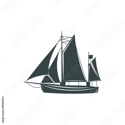 Sailing boat design vector illustration. Sailing boat Silhouette. Boat design template.