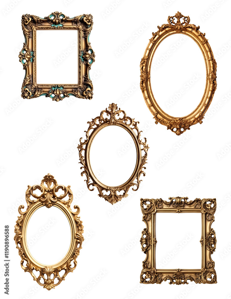 Antique Gold Frame Vector Clipart Illustration Antique Gold Frame Vector Clipart Illustration