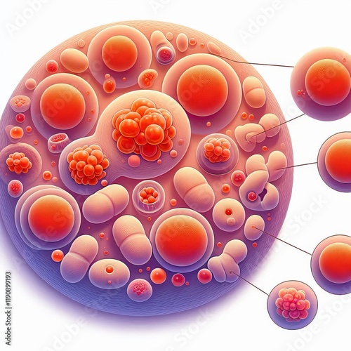 Yeast cell Illustrate its round shape and budding process