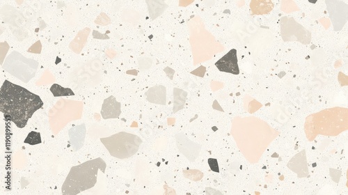 Subtle elegance and texture in a muted terrazzo surface with flecks of gray, pink, and beige perfect for modern decor